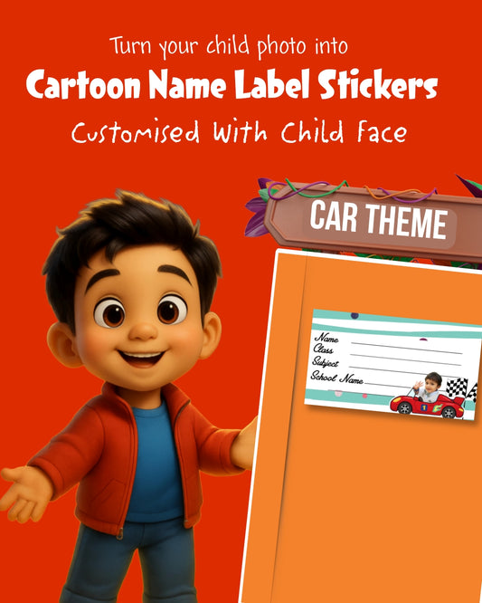 CAR THEME CUSTOM NAME STICKERS