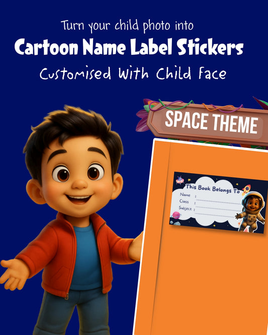 SPACE THEME CUSTOM NAME STICKERS